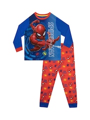 Character Blue 100% Cotton Spiderman Dressing Gown and Pyjamas Set - Image 2 of 9