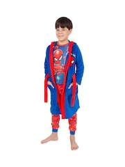 Character Blue 100% Cotton Spiderman Dressing Gown and Pyjamas Set - Image 5 of 9
