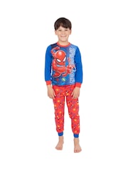 Character Blue 100% Cotton Spiderman Dressing Gown and Pyjamas Set - Image 6 of 9