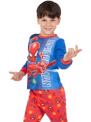 Character Blue 100% Cotton Spiderman Dressing Gown and Pyjamas Set - Image 8 of 9