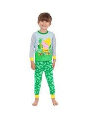 Character Green 100% Cotton George Pig Dressing Gown and Pyjamas Set - Image 4 of 11
