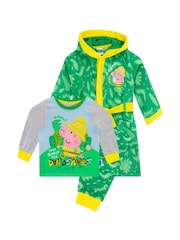 Character Green 100% Cotton George Pig Dressing Gown and Pyjamas Set - Image 8 of 11