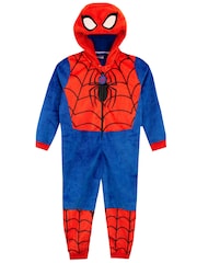 Character Red Marvel Spiderman Hooded Fleece All In One - Image 1 of 2