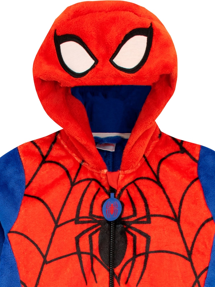 Character Red Marvel Spiderman Hooded Fleece All In One - Image 2 of 2