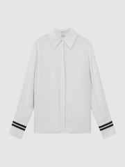 Reiss Cream Priyah Contrast Trim Button-Through Shirt - Image 2 of 6
