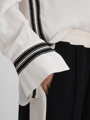 Reiss Cream Priyah Contrast Trim Button-Through Shirt - Image 4 of 6