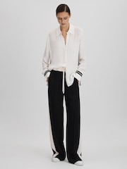 Reiss Cream Priyah Contrast Trim Button-Through Shirt - Image 6 of 6