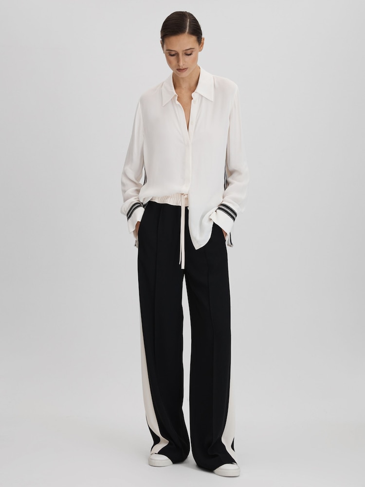 Reiss Cream Priyah Contrast Trim Button-Through Shirt - Image 6 of 6