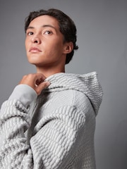 Grey/White Hooded Textured Overhead Hoodie - Image 1 of 9
