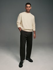 Ecru Crew Sweatshirt Lightweight Texture Seersucker Hoodie - Image 2 of 8