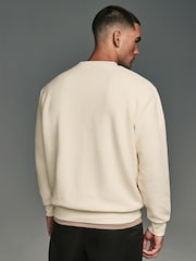 Ecru Crew Sweatshirt Lightweight Texture Seersucker Hoodie - Image 4 of 8