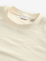 Ecru Crew Sweatshirt Lightweight Texture Seersucker Hoodie - Image 7 of 8