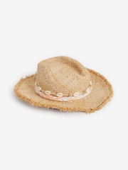 Natural Beaded Wide Brim Hat (3-16yrs) - Image 1 of 2