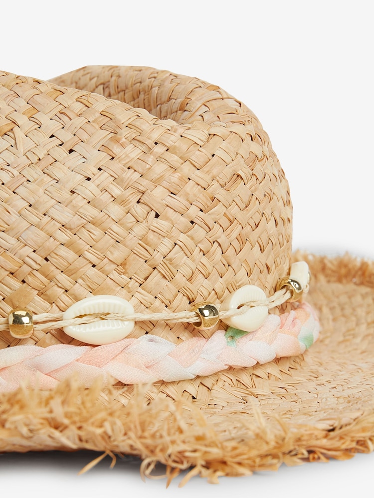 Natural Beaded Wide Brim Hat (3-16yrs) - Image 2 of 2