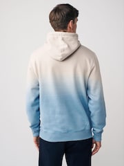 Aqua Blue Ombre Dip-Dye Cotton Rich Jersey Hoodie - Image 3 of 8