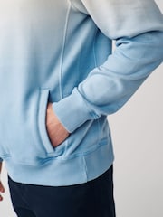 Aqua Blue Ombre Dip-Dye Cotton Rich Jersey Hoodie - Image 5 of 8