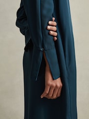 Reiss Teal Avery Tie Neck Belted Mini Dress - Image 6 of 7