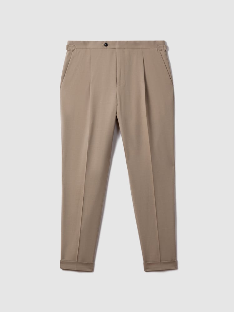 Pantalones de corte slim de mezcla de lana con vuelta Valentine de Reiss - Imagen 2 de 6