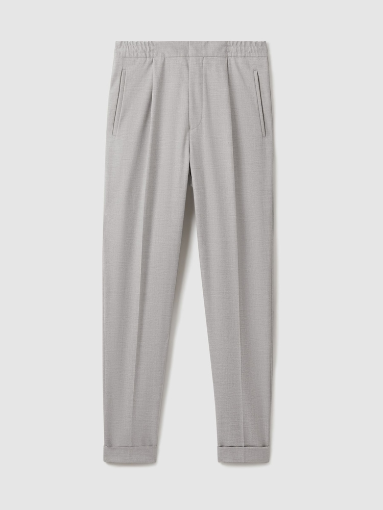 Reiss Grey Brighton Relaxed Drawstring Trousers with Turn-Ups - Image 2 of 7