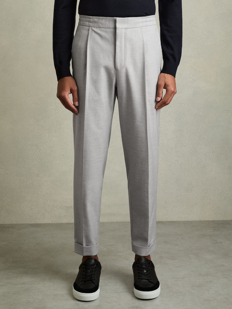 Buy Reiss Grey Brighton Relaxed Drawstring Trousers with Turn-Ups