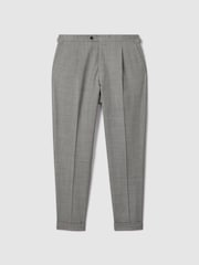 Reiss Soft Grey Valentine Slim Fit Wool Blend Trousers with Turn-Ups - Image 2 of 5