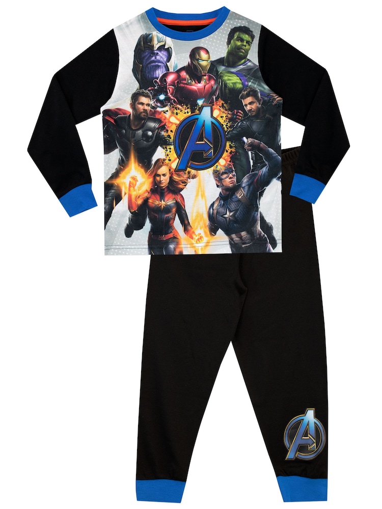 Character Black Avengers Marvel Printed Long Sleeve Pyjamas - Image 1 of 4