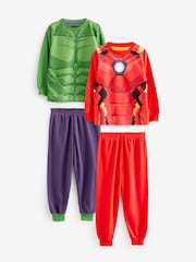 Character Green Avengers Iron Man and Hulk Pyjamas 2 Pack - Image 1 of 6
