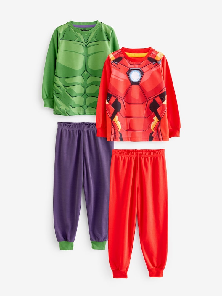 Character Green Avengers Iron Man and Hulk Pyjamas 2 Pack - Image 1 of 6