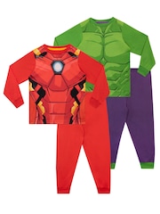 Character Green Avengers Iron Man and Hulk Pyjamas 2 Pack - Image 4 of 6