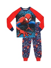 Character Blue Spiderman Marvel Printed Long Sleeve Pyjamas - Image 1 of 8