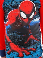 Character Blue Spiderman Marvel Printed Long Sleeve Pyjamas - Image 4 of 8