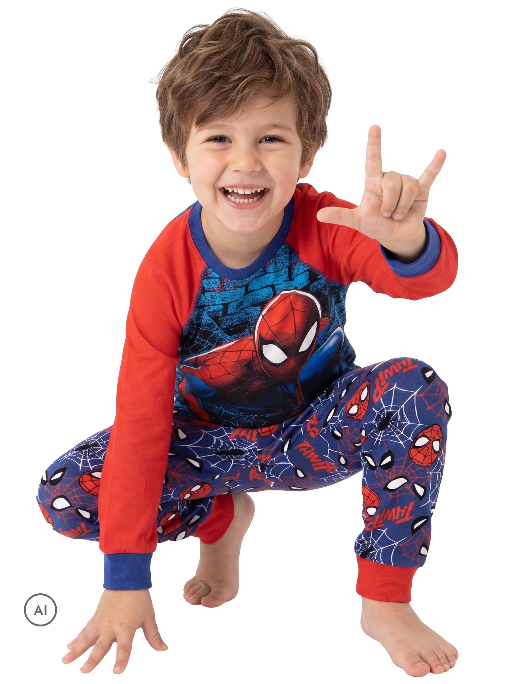 Buy Character Blue Spiderman Marvel Printed Long Sleeve Pyjamas from ...