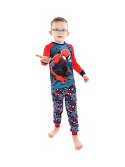 Character Blue Spiderman Marvel Printed Long Sleeve Pyjamas - Image 5 of 8