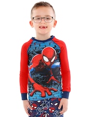 Character Blue Spiderman Marvel Printed Long Sleeve Pyjamas - Image 6 of 8