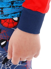 Character Blue Spiderman Marvel Printed Long Sleeve Pyjamas - Image 8 of 8
