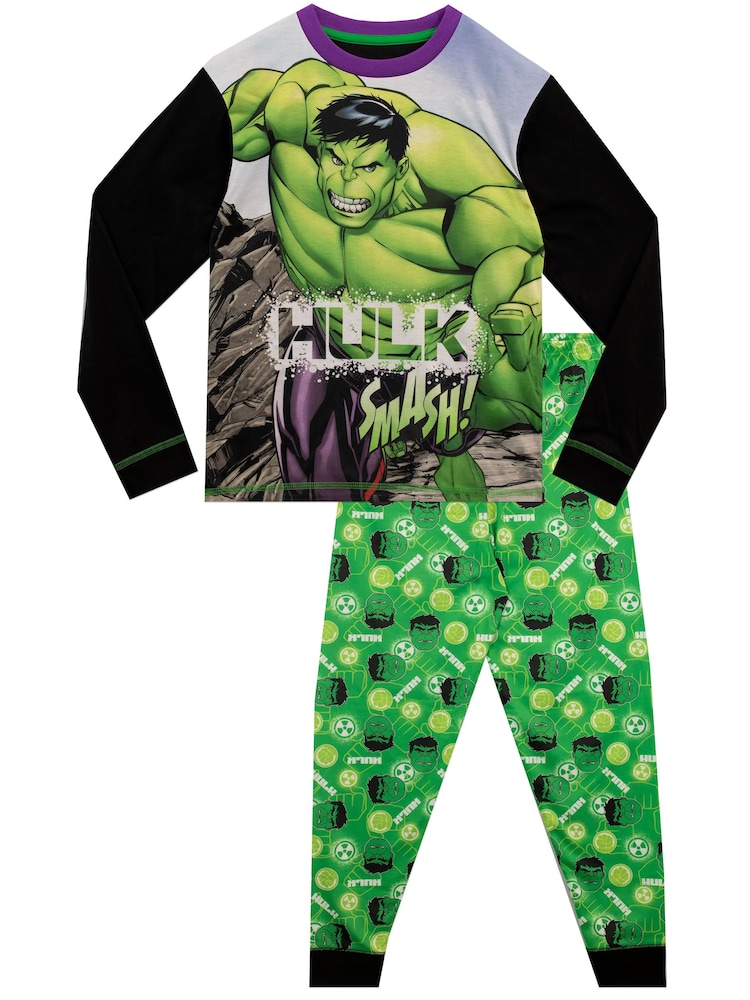 Bedrucktes Marvel Zeichen Langarm-Pyjama - Bild 1 von 7 Bedrucktes Marvel Zeichen Langarm-Pyjama - Bild 1 von 7