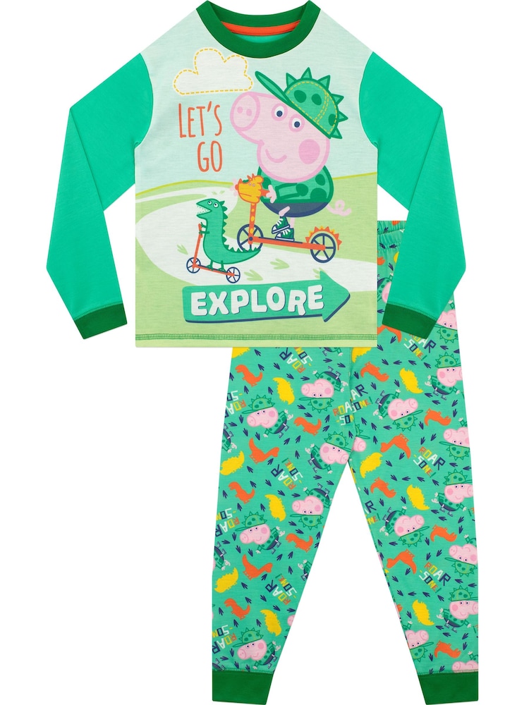 Character Green George Pig Kids George Pig Pyjamas - Snuggle Fit - Image 1 of 3