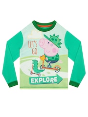 Character Green George Pig Kids George Pig Pyjamas - Snuggle Fit - Image 2 of 3