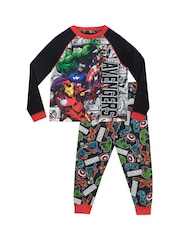 Character Black/Red Avengers Marvel Printed Long Sleeve Pyjamas - Image 1 of 5