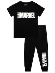 Character Black 100% Cotton Marvel Pyjamas - Image 1 of 5