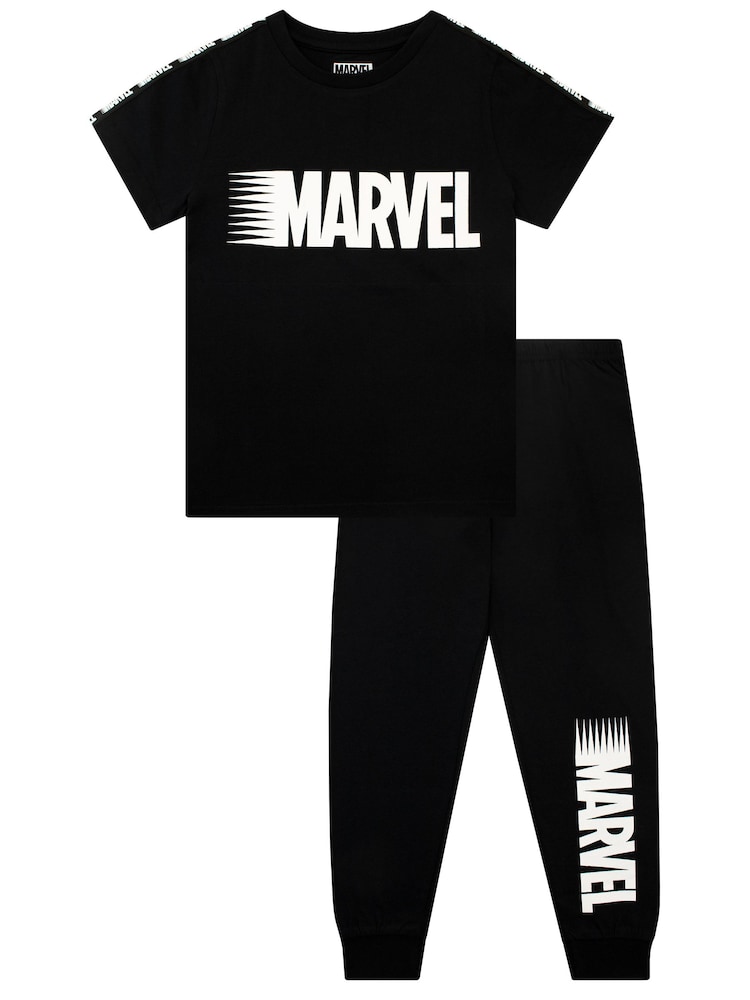 Character Black 100% Cotton Marvel Pyjamas - Image 1 of 5