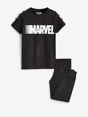 Character Black 100% Cotton Marvel Pyjamas - Image 2 of 5