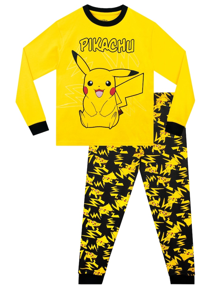 Character Yellow Pokemon Pikachu 100% Cotton Pyjamas - Image 1 of 5