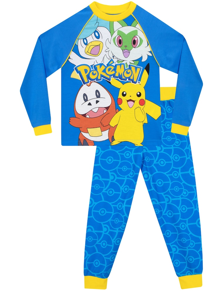 Character Blue Pokemon Printed Long Sleeve Pyjamas - Image 1 of 4