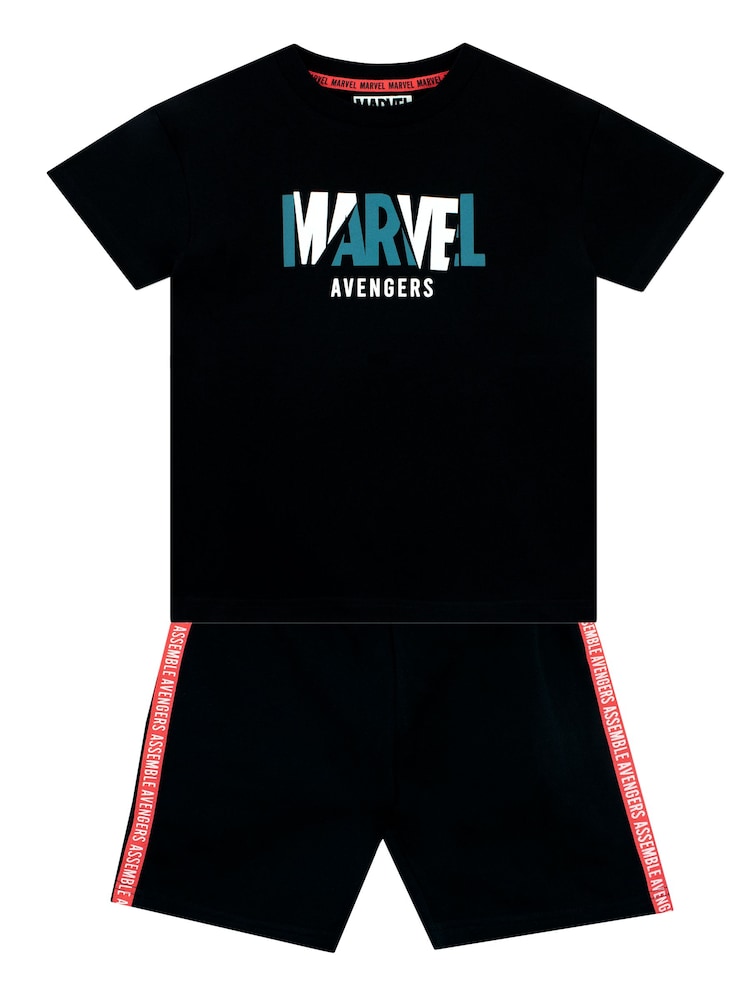 Character Black Marvel Shorts and T-Shirt Set - Image 1 of 4