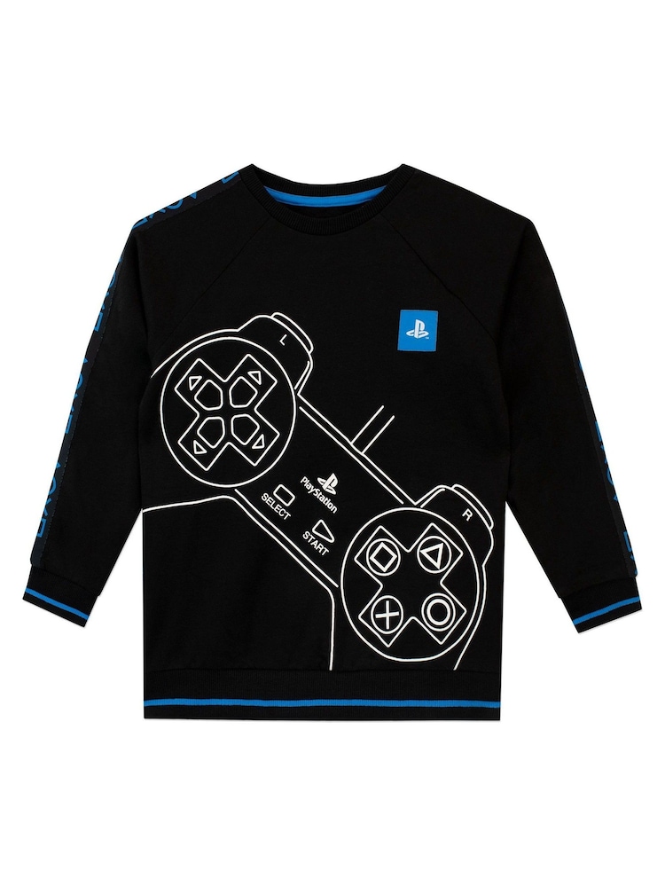 Character Black 100% Cotton PlayStation Sweatshirt - Image 1 of 3 Character Black 100% Cotton PlayStation Sweatshirt - Image 1 of 3