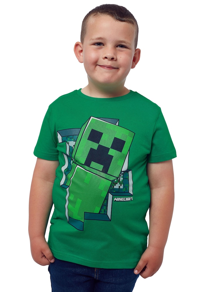 Character Green 100% Cotton Minecraft Creeper T-Shirt - Image 1 of 4