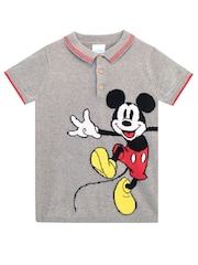 Character Grey Mickey Mouse Knit Polo Shirt - Image 1 of 3