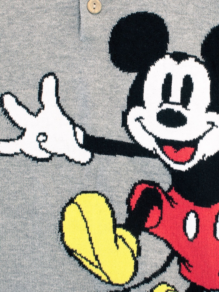 Character Grey Mickey Mouse Knit Polo Shirt - Image 3 of 3