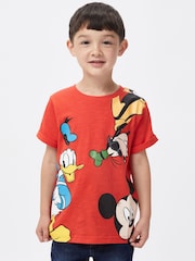 Character Red 100% Cotton Mickey Mouse Donald & Goofy T-Shirt - Image 1 of 9